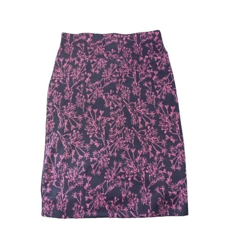 Lularoe Cassie Navy Blue Pink Pencil Floral Skirt Size Med EUC #6656